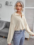 Zipper Drawstring Lapel Knit Pullover Polo Shirt - ROUTINE FASHION